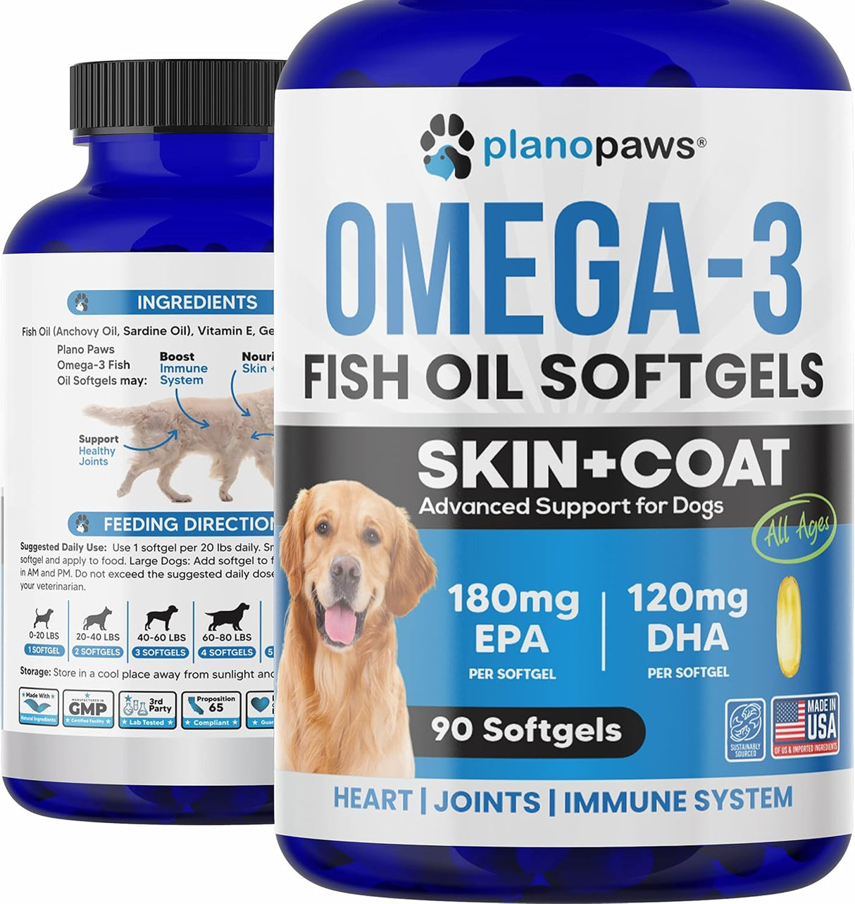 Vitaminas Aceite de pescado omega 3 para perros de pescado