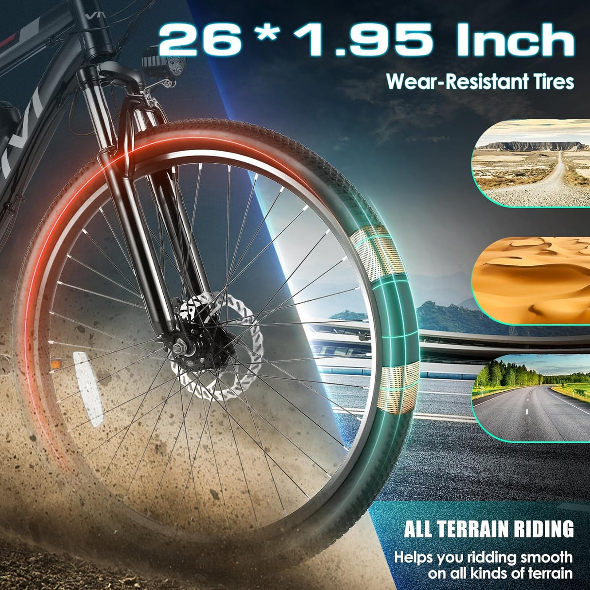 Bicicleta Eléctrica Vivi 26 780W, Batería 48V, 21 Velocidades