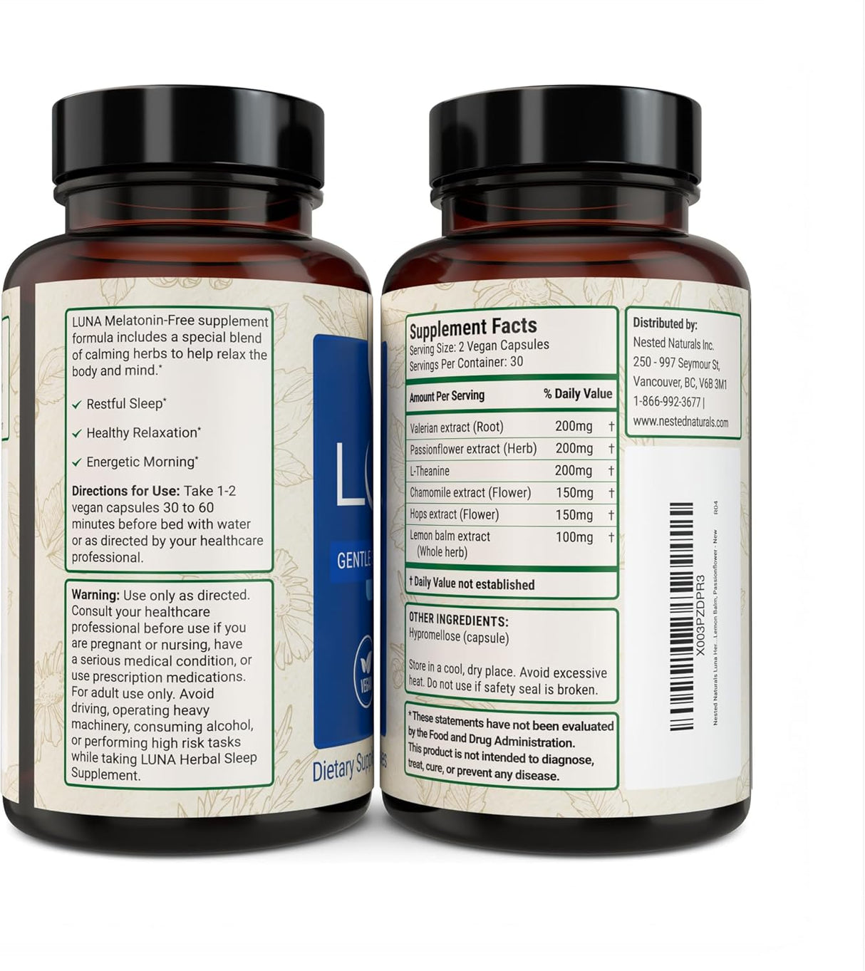 Suplemento Herbal para Dormir Raíz de Valeriana con Manzanilla