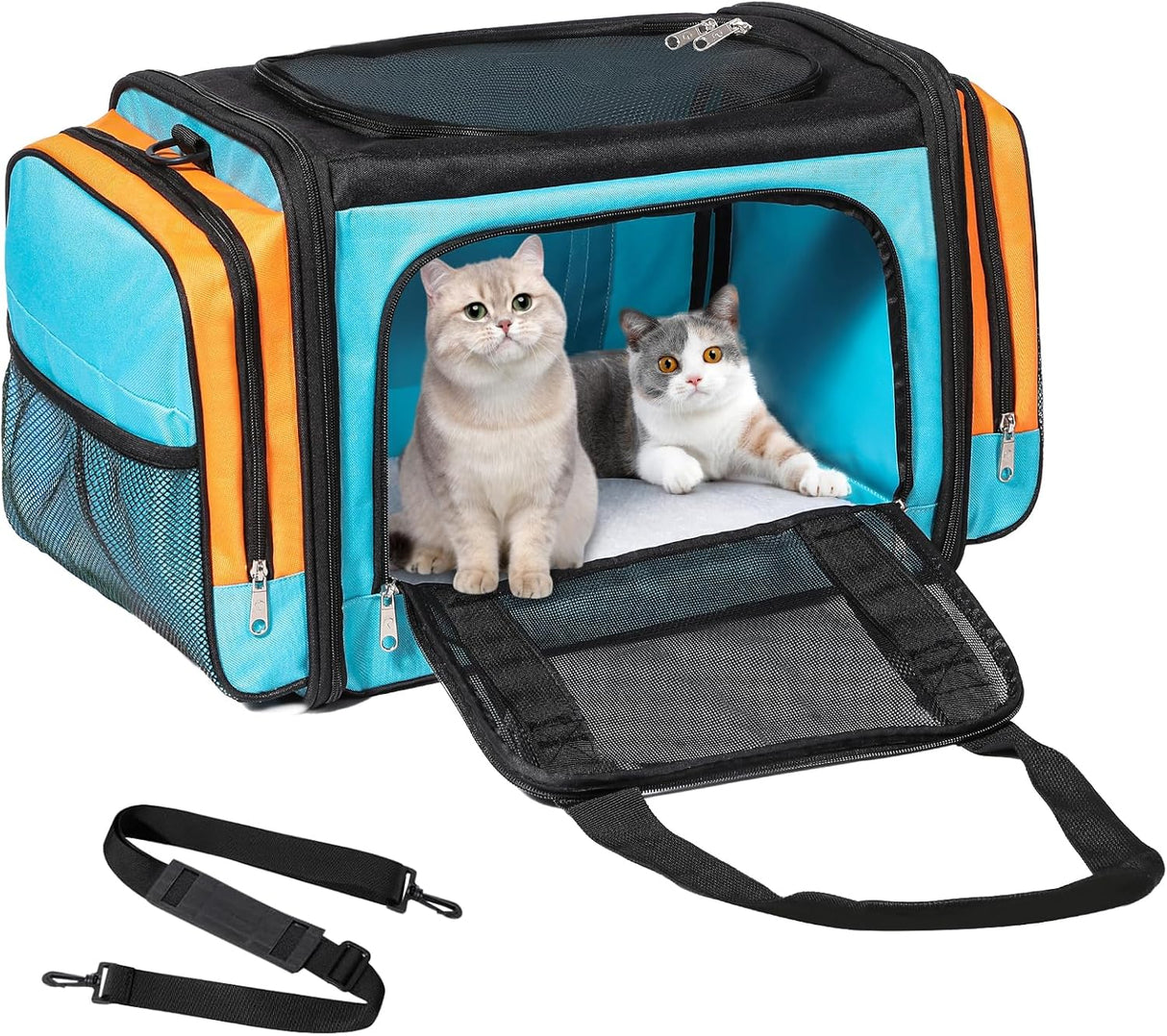 Transportador grande para 2 gatos, suave, colapsable, 23x13