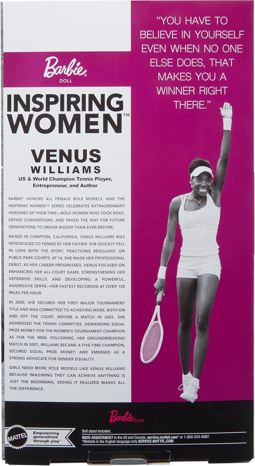 Doll Barbie Inspiring Women Venus Williams Ropa y Raqueta