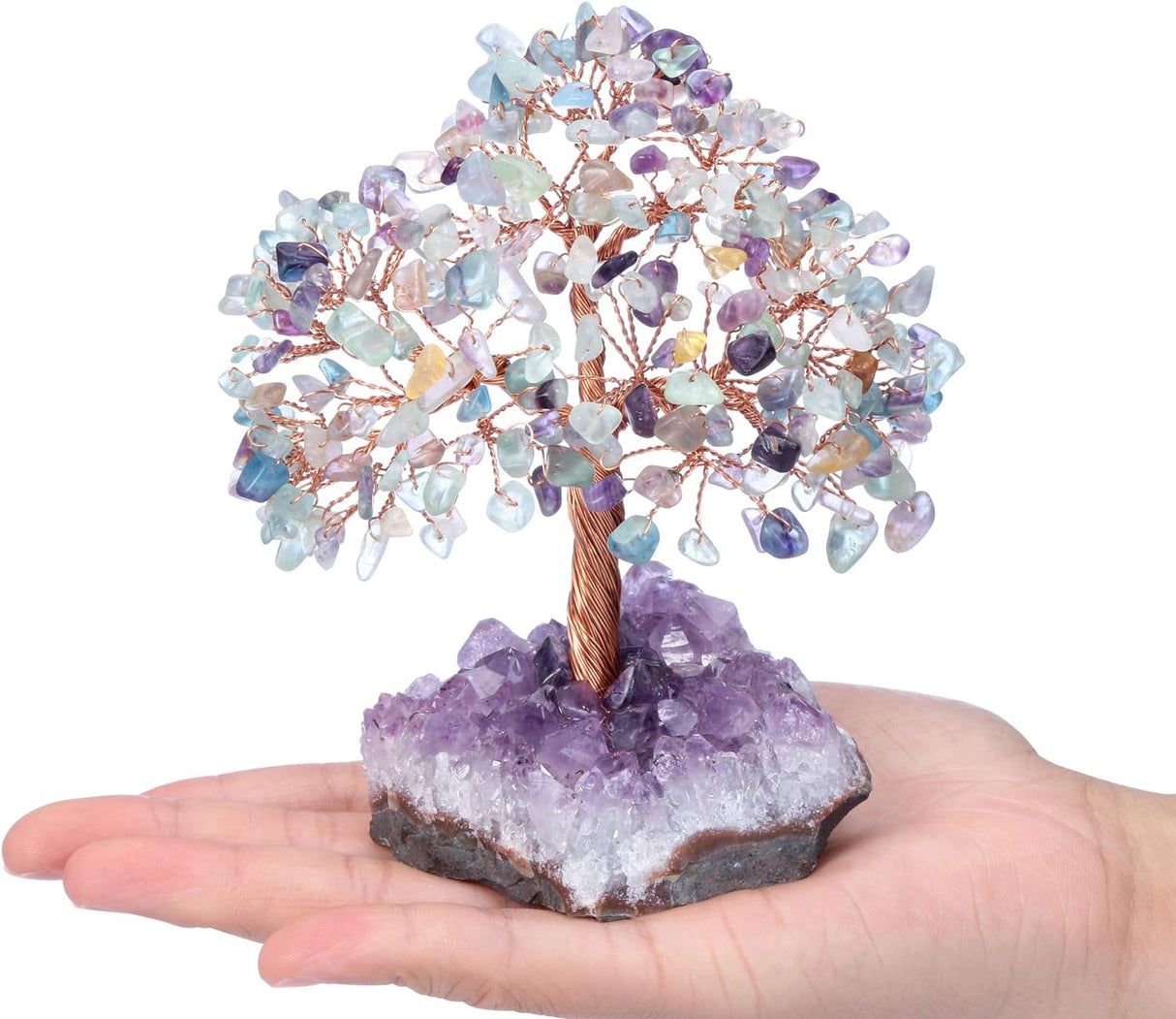 Jovivi Árbol de dinero de cristal curativo de fluorita
