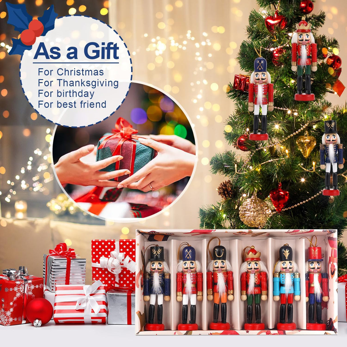 Adornos Navideños Nutcracker COMBIUBIU, Figuras de Madera