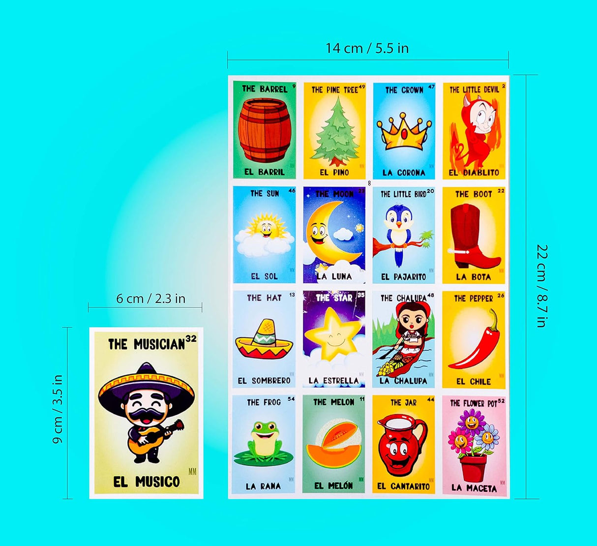 Kit de Bingo Mexicano - Juego Bilingüe para 10 Jugadores