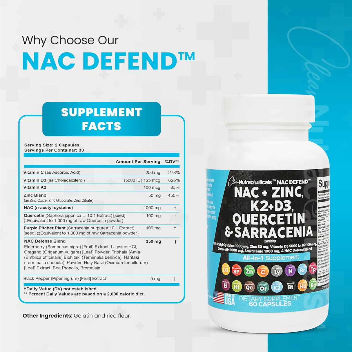 Suplemento NAC Suplemento N-acetil cisteína 1000 mg 60 und