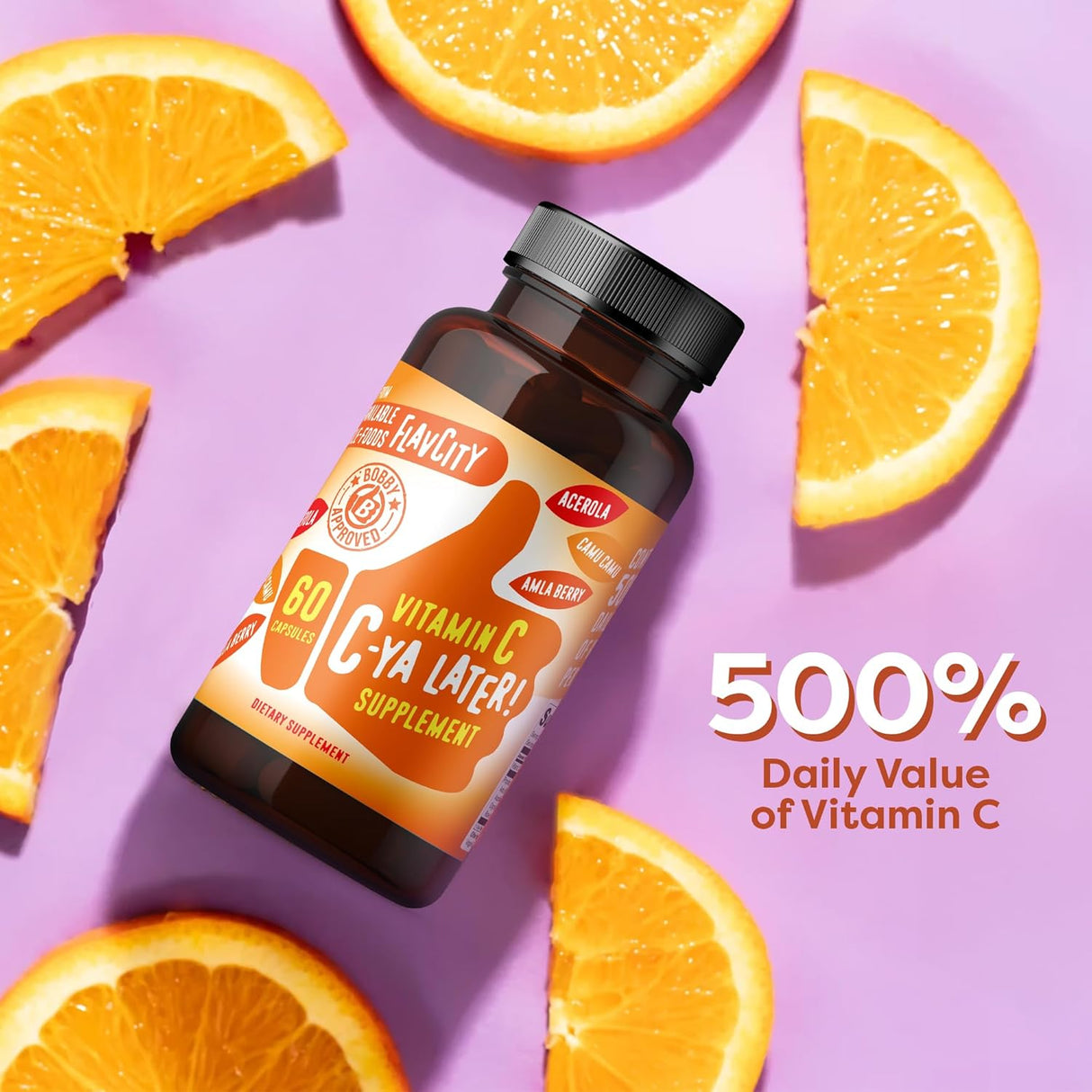 Suplemento de Vitamina C FlavCity, Inmunidad, 60 cápsulas