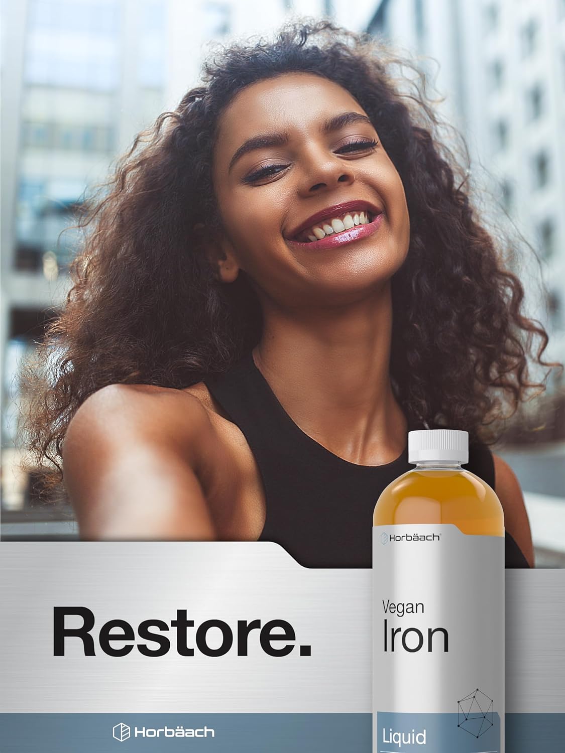 Suplemento de hierro líquido Horbäach, vegano, 16 oz