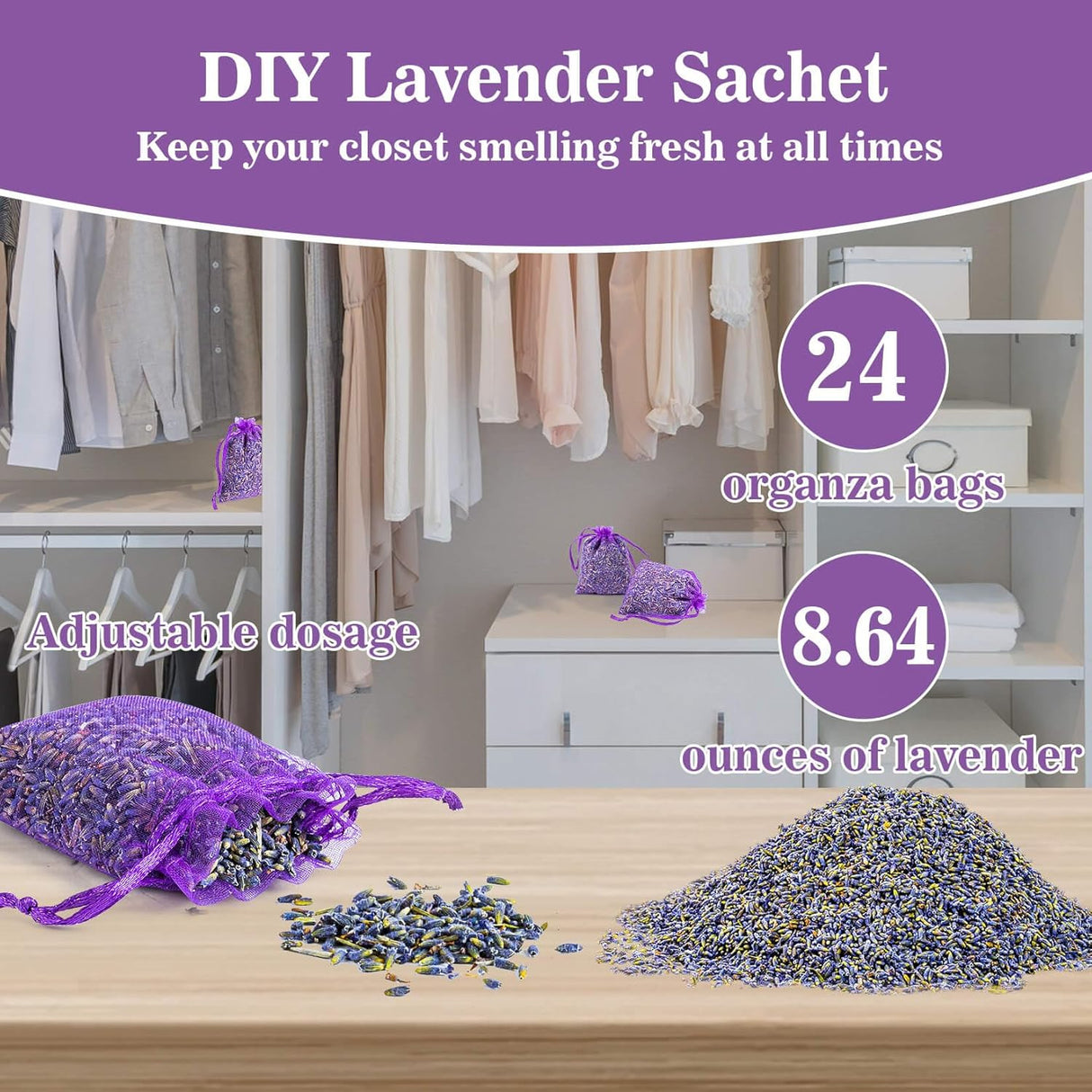 Sachet de Lavanda Sukh 8.4OZ - Flores Secas Aromáticas