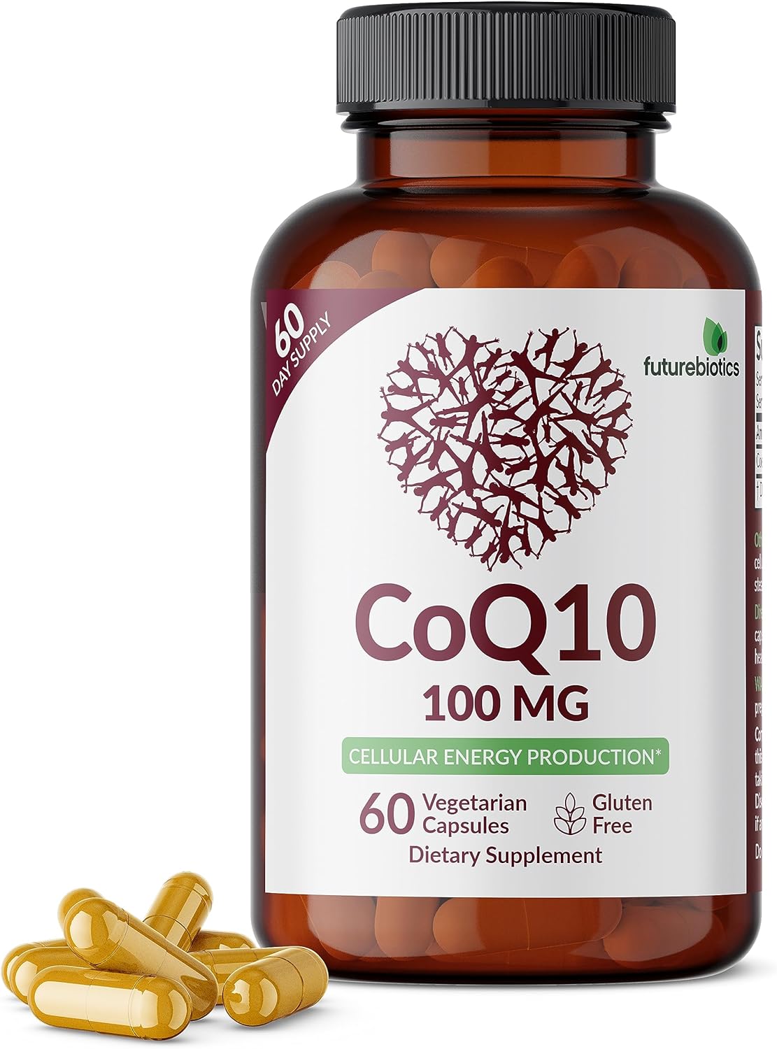 CoQ10 100 MG para Energía Celular, 60 Cápsulas Vegetarianas