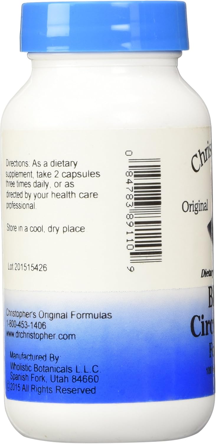 Suplemento Herbal Christopher's Circulación Sanguínea 100 Cápsulas