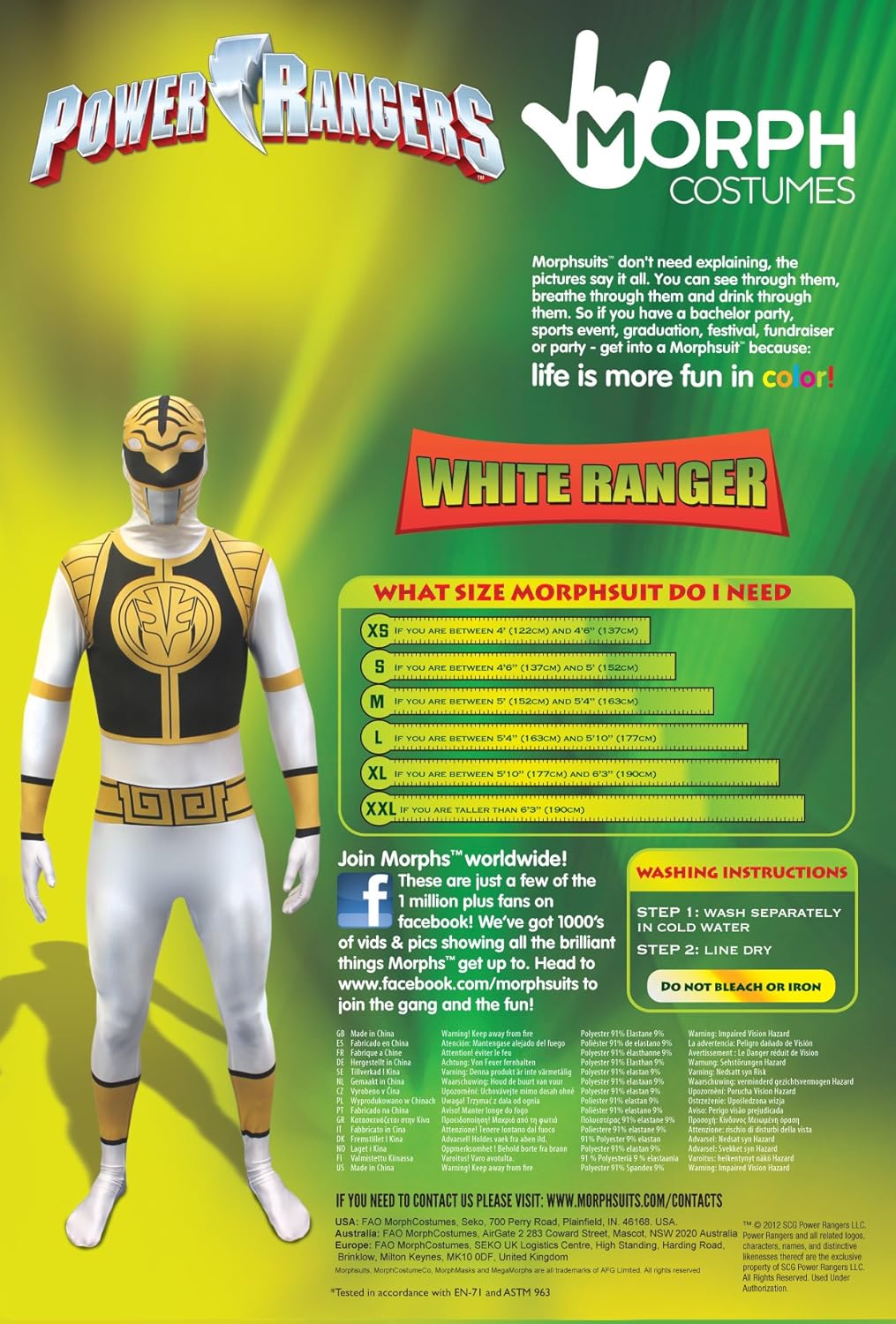 Disfraz de Power Ranger blanco para adultos.
