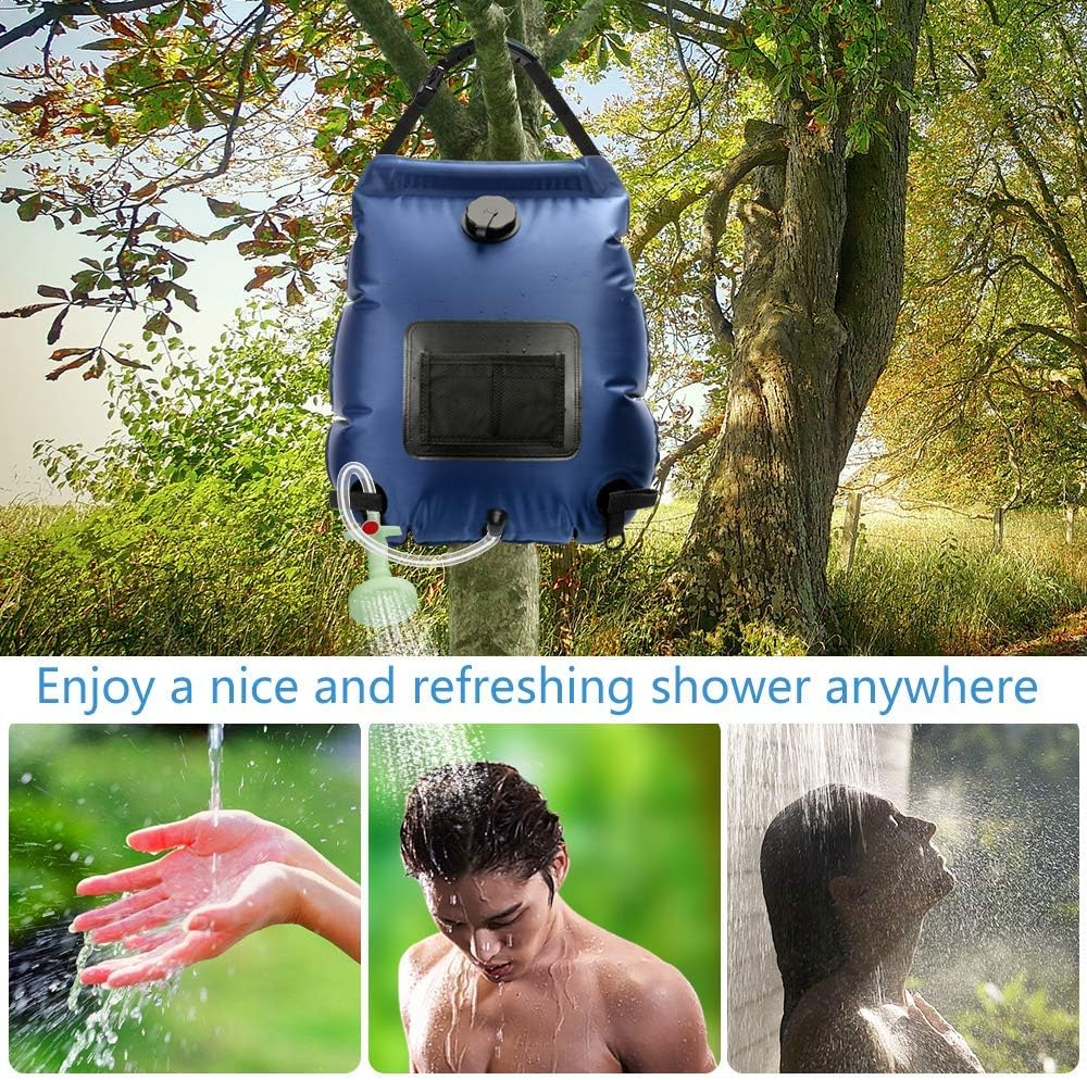 Ducha Solar Portátil con Bolsa de Agua y Cabezal Desmontable