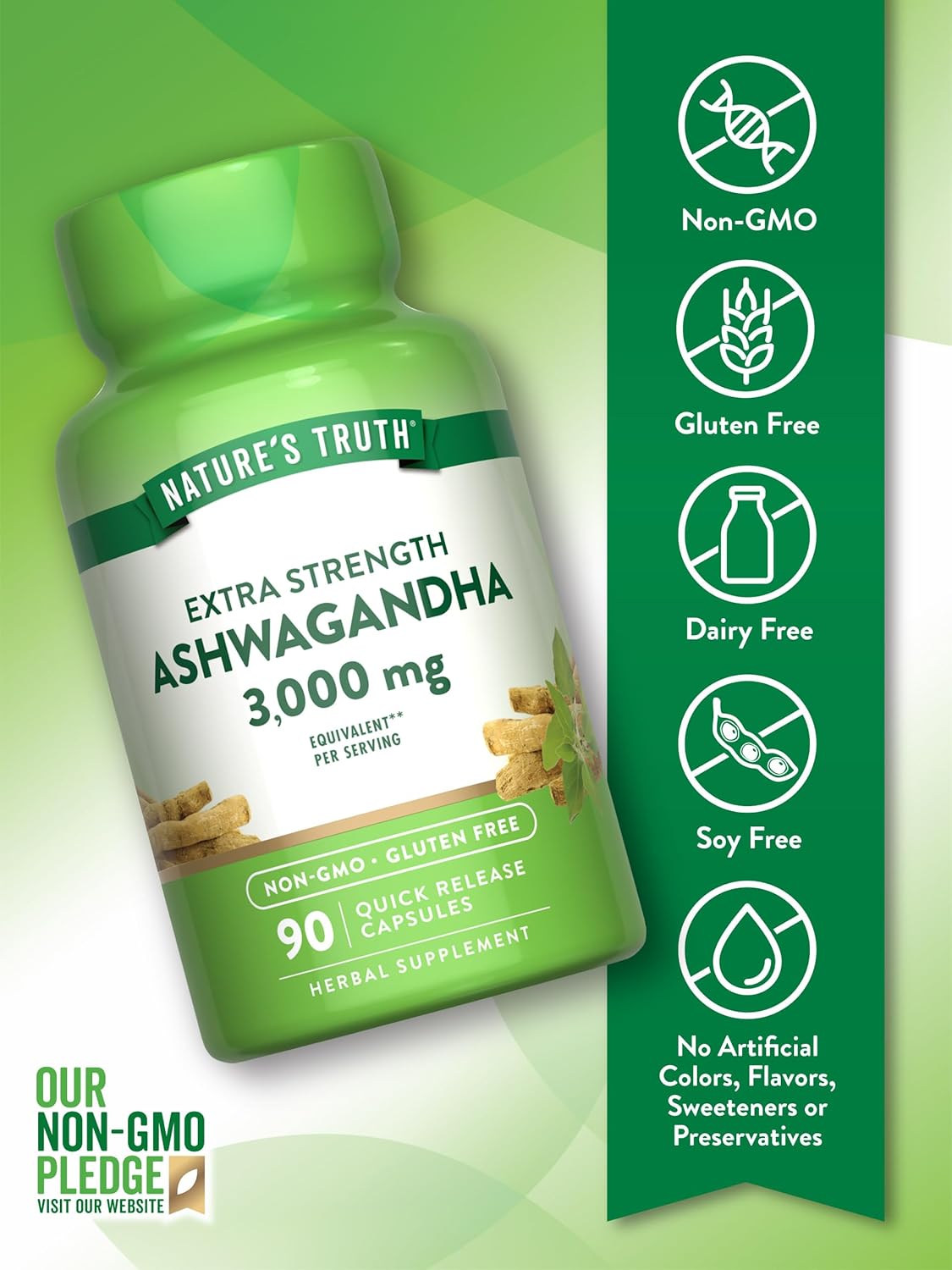 Cápsulas de Ashwagandha 3000mg Nature's Truth, 90 Conteos
