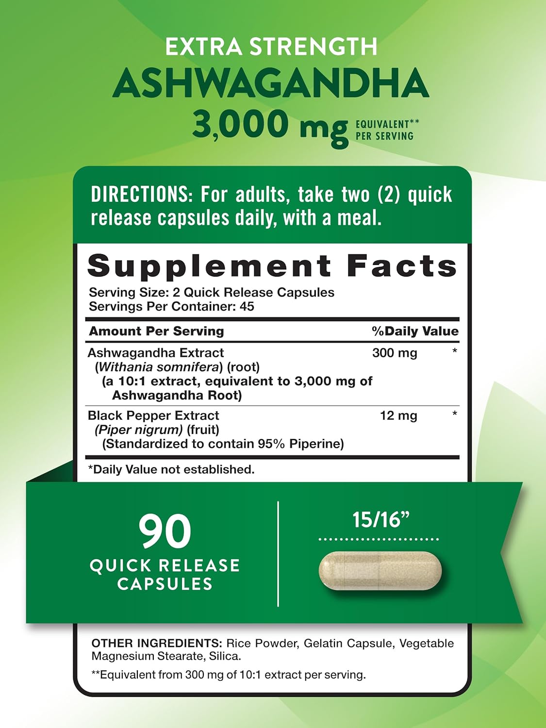 Cápsulas de Ashwagandha 3000mg Nature's Truth, 90 Conteos