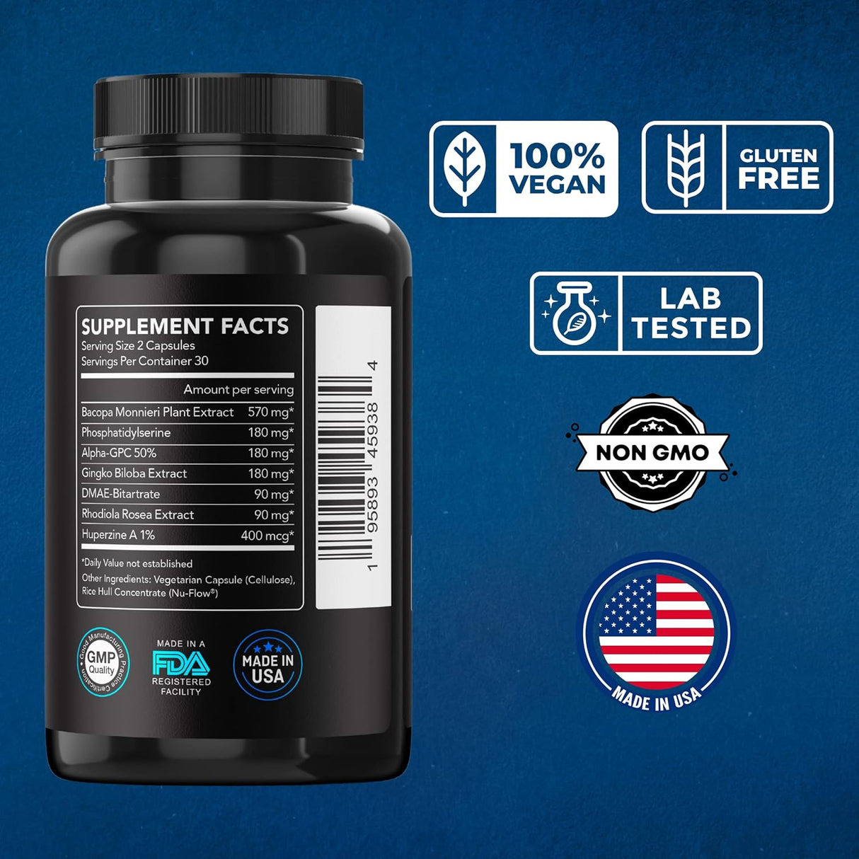 Suplemento Nootrópico para el Cerebro con Bacopa y Alpha GPC