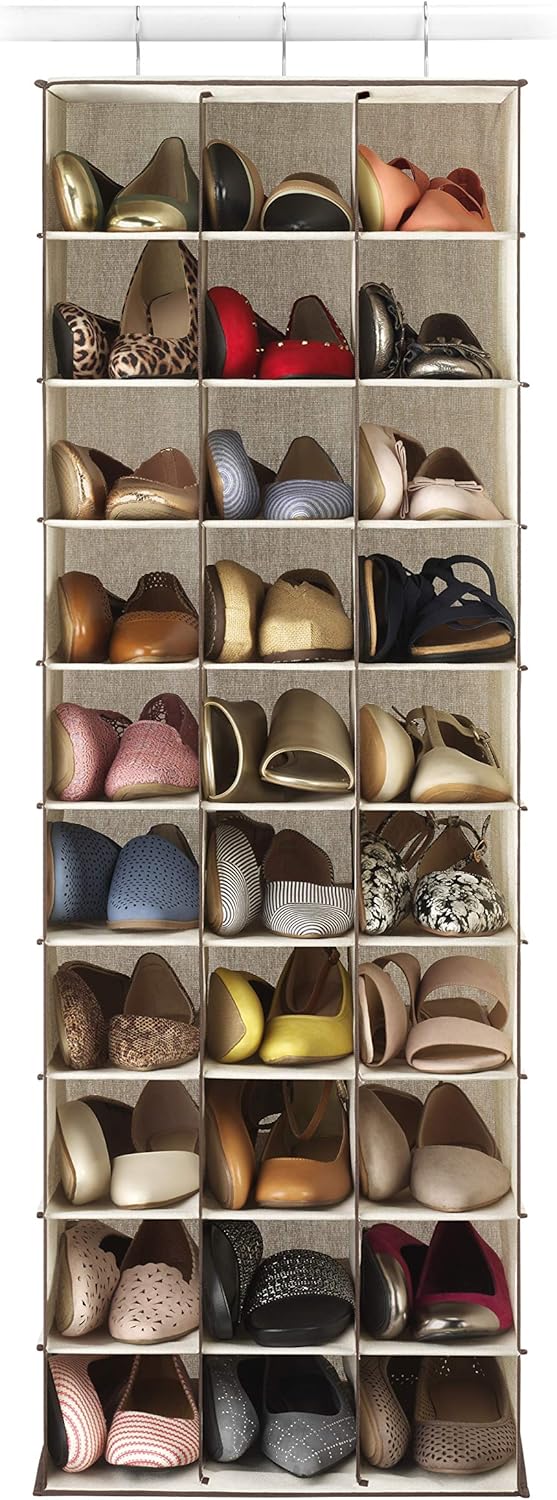 Estantes colgantes para zapatos, 30 secciones, modelo marrón