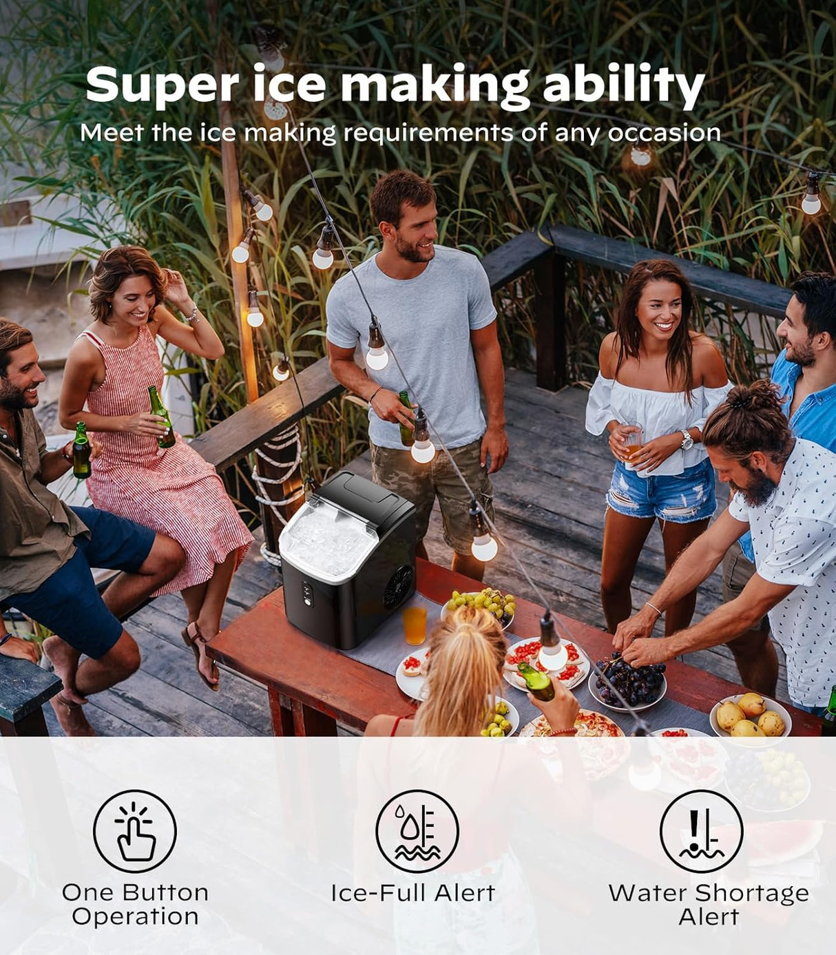 Máquina de Hielo Silonn - 33lbs/24H, Auto-Limpieza, Portátil
