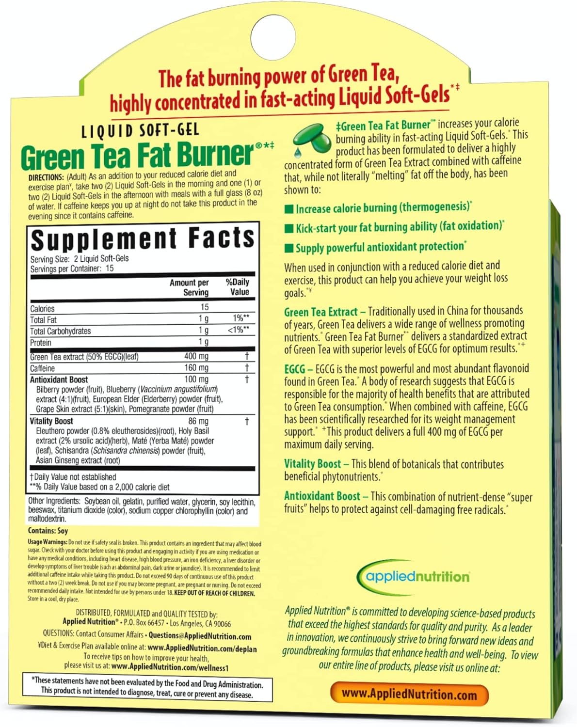 Suplemento Nutrition Quemador de grasa de té verde 30 geles