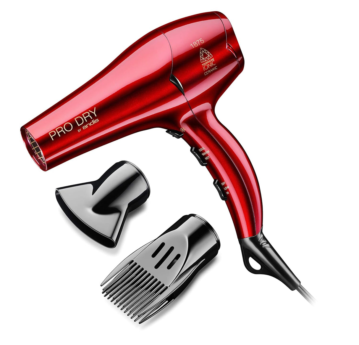 Secador de pelo profesional iónico 1875W con 3 temperaturas y 2 velocidades