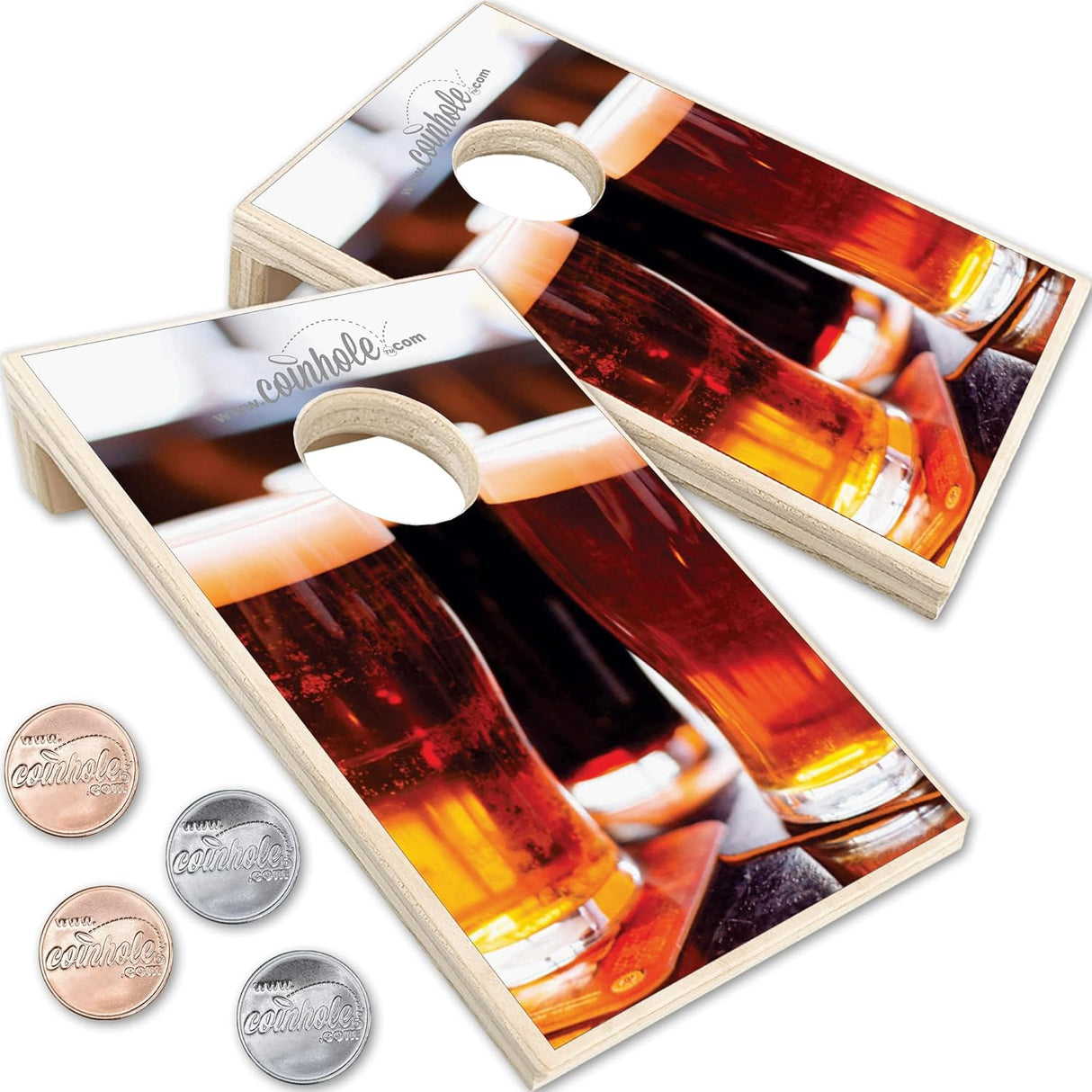 Juego de Mesa de Monedas, Set Cornhole, Incluye Vasos de Cerveza