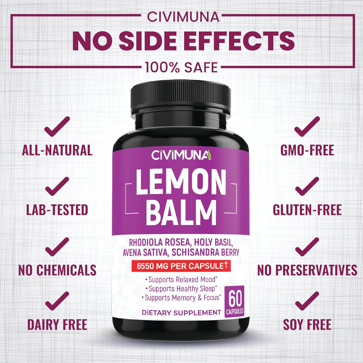 Suplemento (2 paquetes) Cápsulas de bálsamo de limón 6550mg