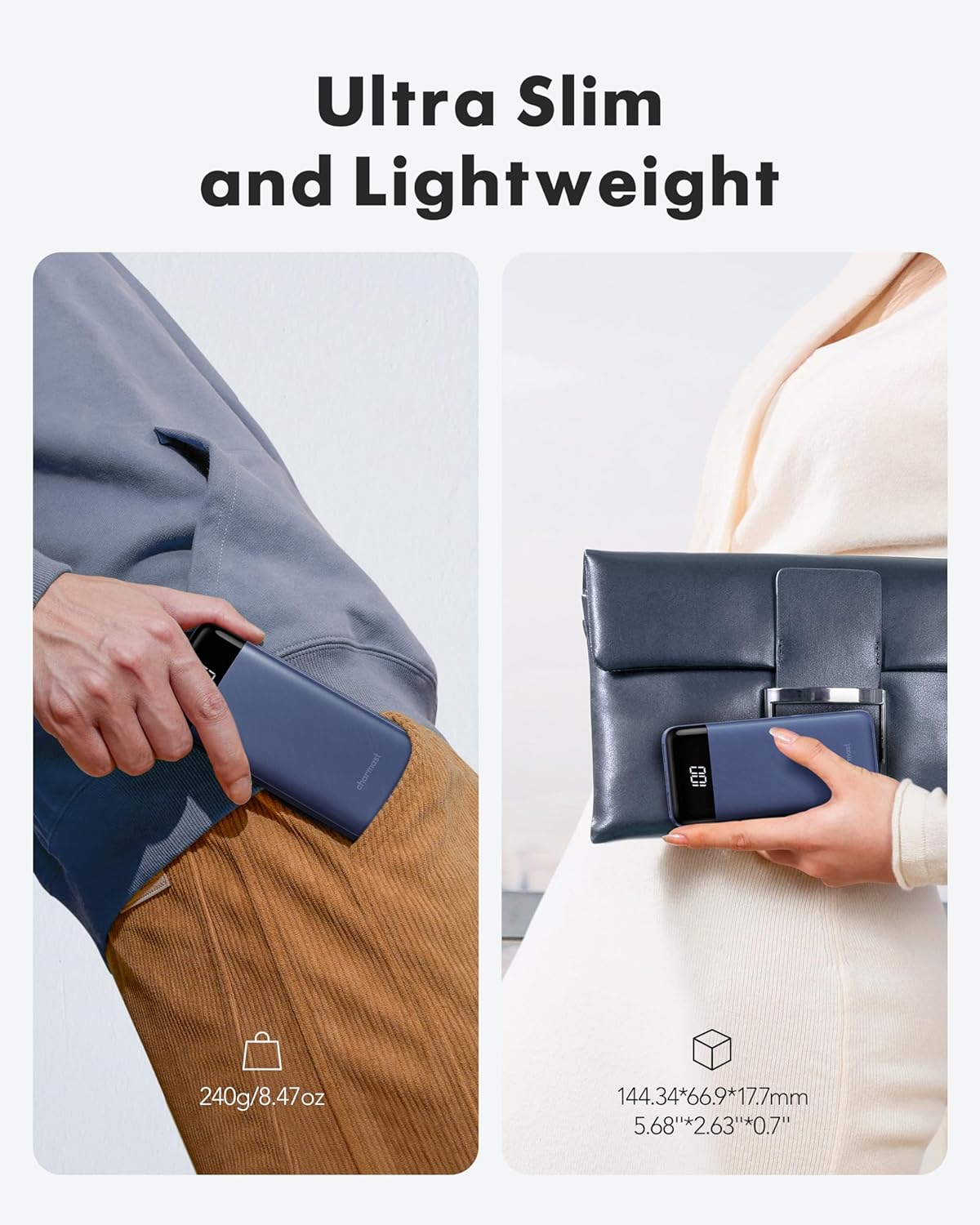 Cargador Portátil con Cables Integrados Slim 10000mAh 3A 6 Salidas