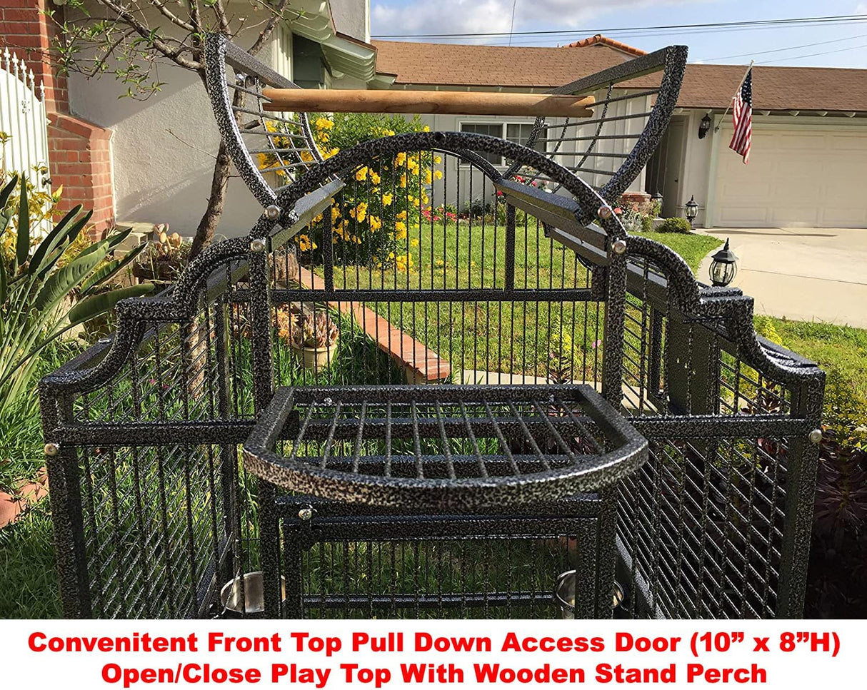 Jaula rodante para pájaros incluye protector de semillas