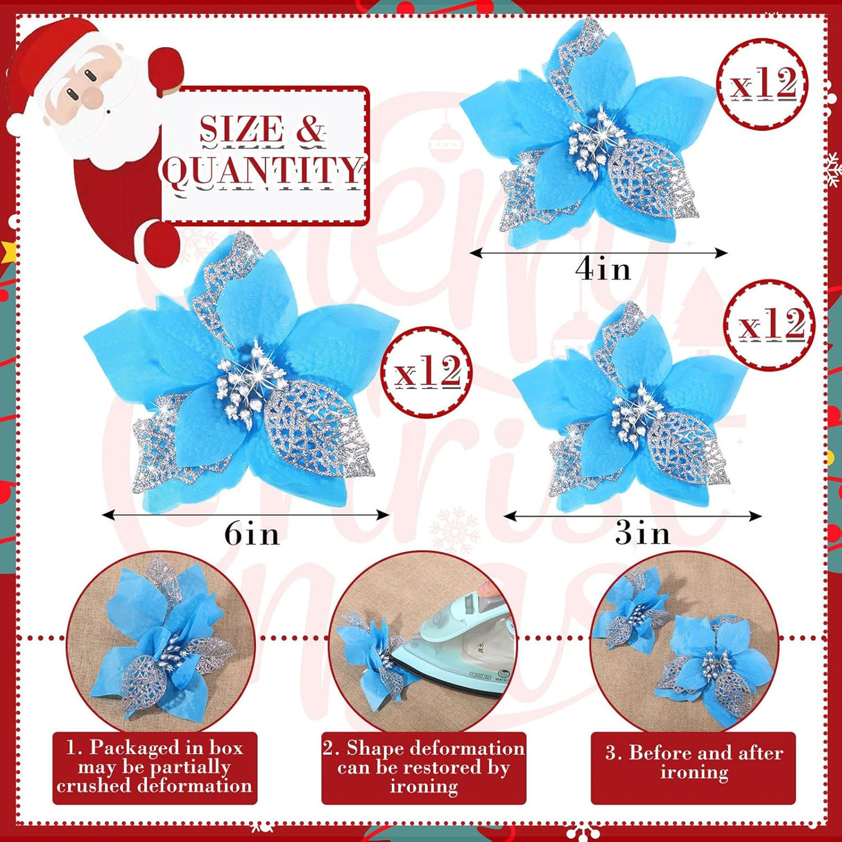 Flores Artificiales Navideñas Willbond 36 Piezas Poinsettia