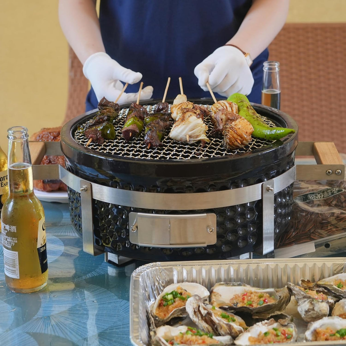 Parrilla Yakitori de Cerámica, Hecho a Mano, 14” - Grill Japonés