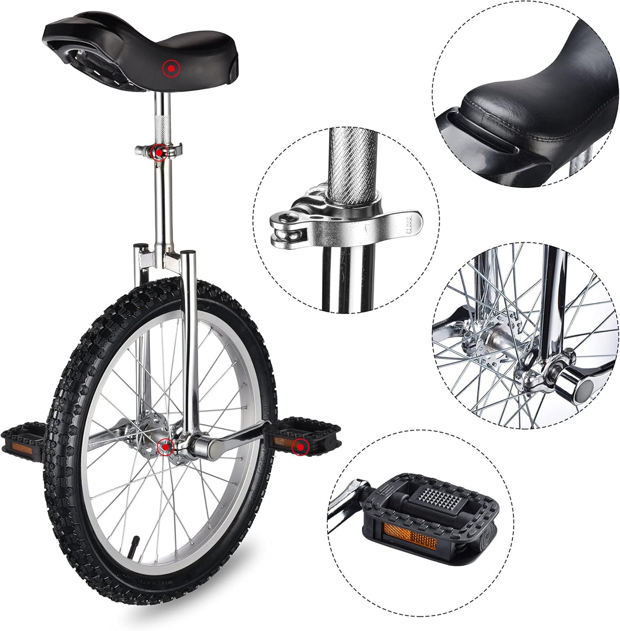 Unicycle ZeHuoGe 18 con asiento cómodo y neumático Butyl