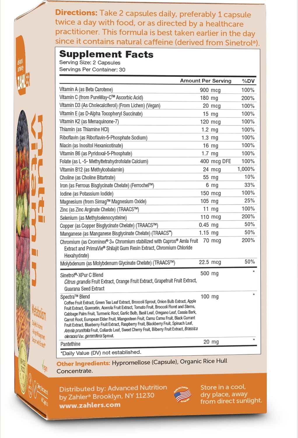Multivitamínico Zahler, Metabolismo y Control de Peso, 60 Caps