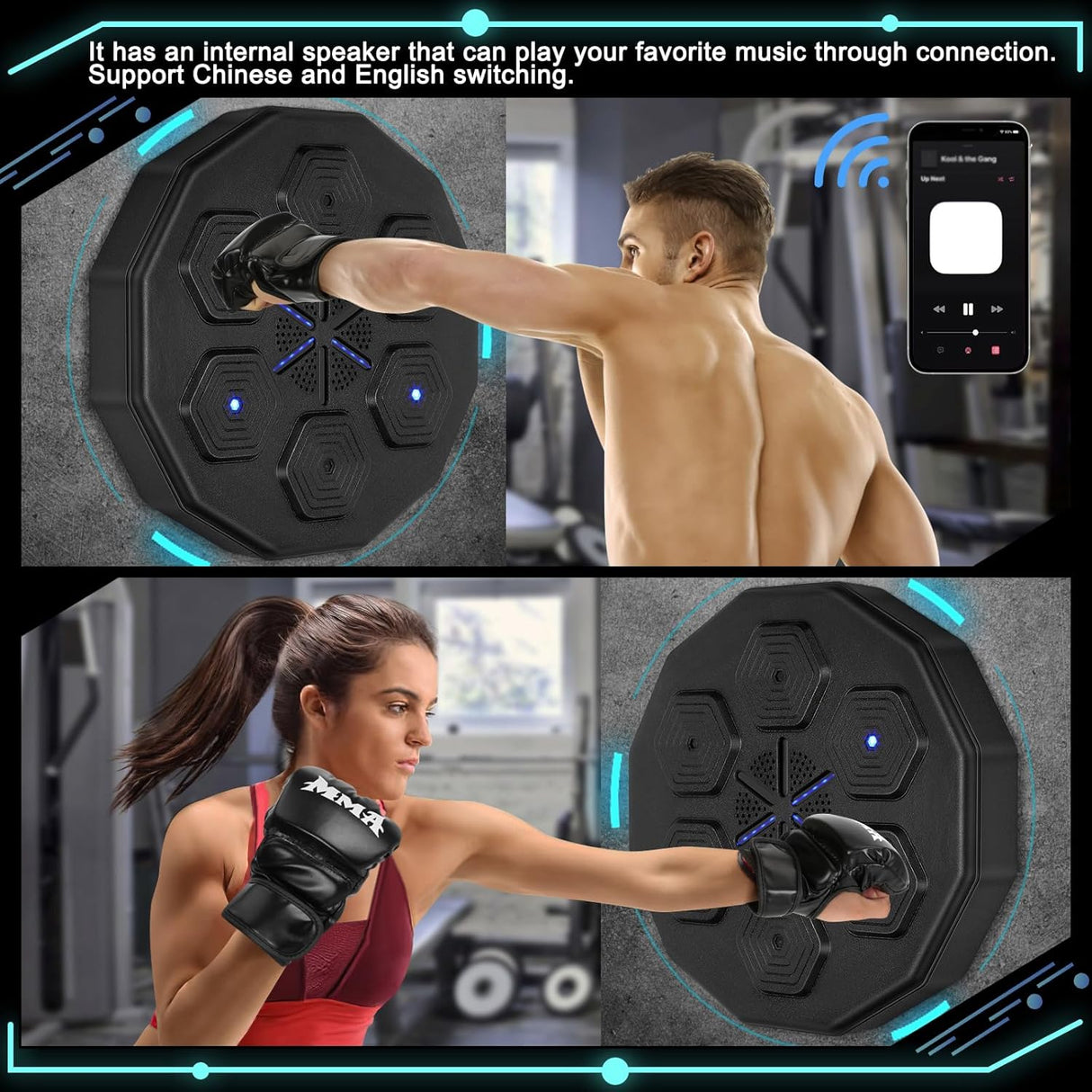 Máquina de entrenamiento de boxeo luz LED recargable