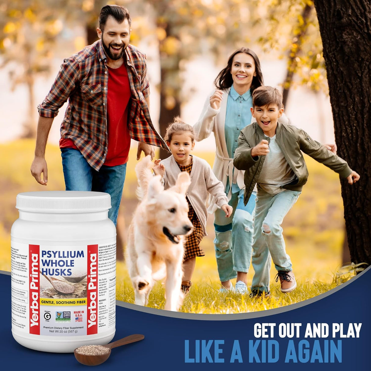 Suplemento de fibra Psyllium Yerba Prima - 20oz, vegano y sin gluten