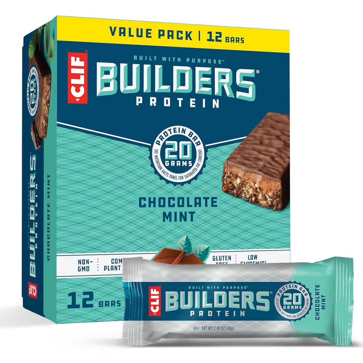 Barritas de Proteínas CLIF BUILDERS, Plant-Based, Sin Gluten, 12u