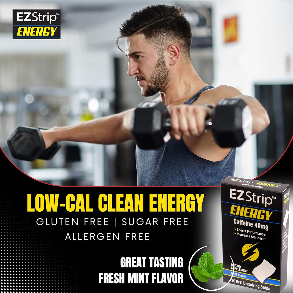 Tiras Energéticas 40 mg Cafeína - Suplemento Energía 30 Pk