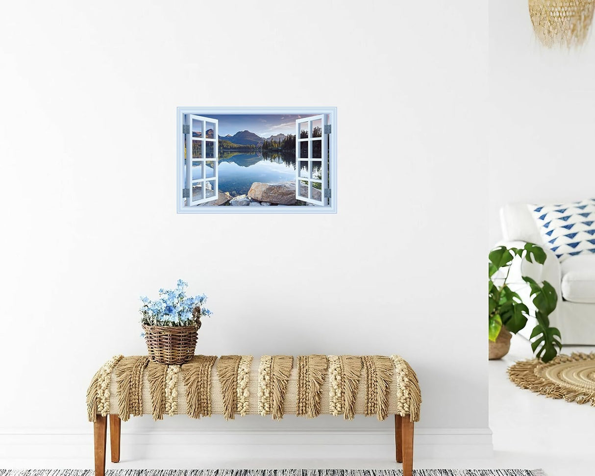 Adhesivo de pared falso para ventana, mural de paisajes