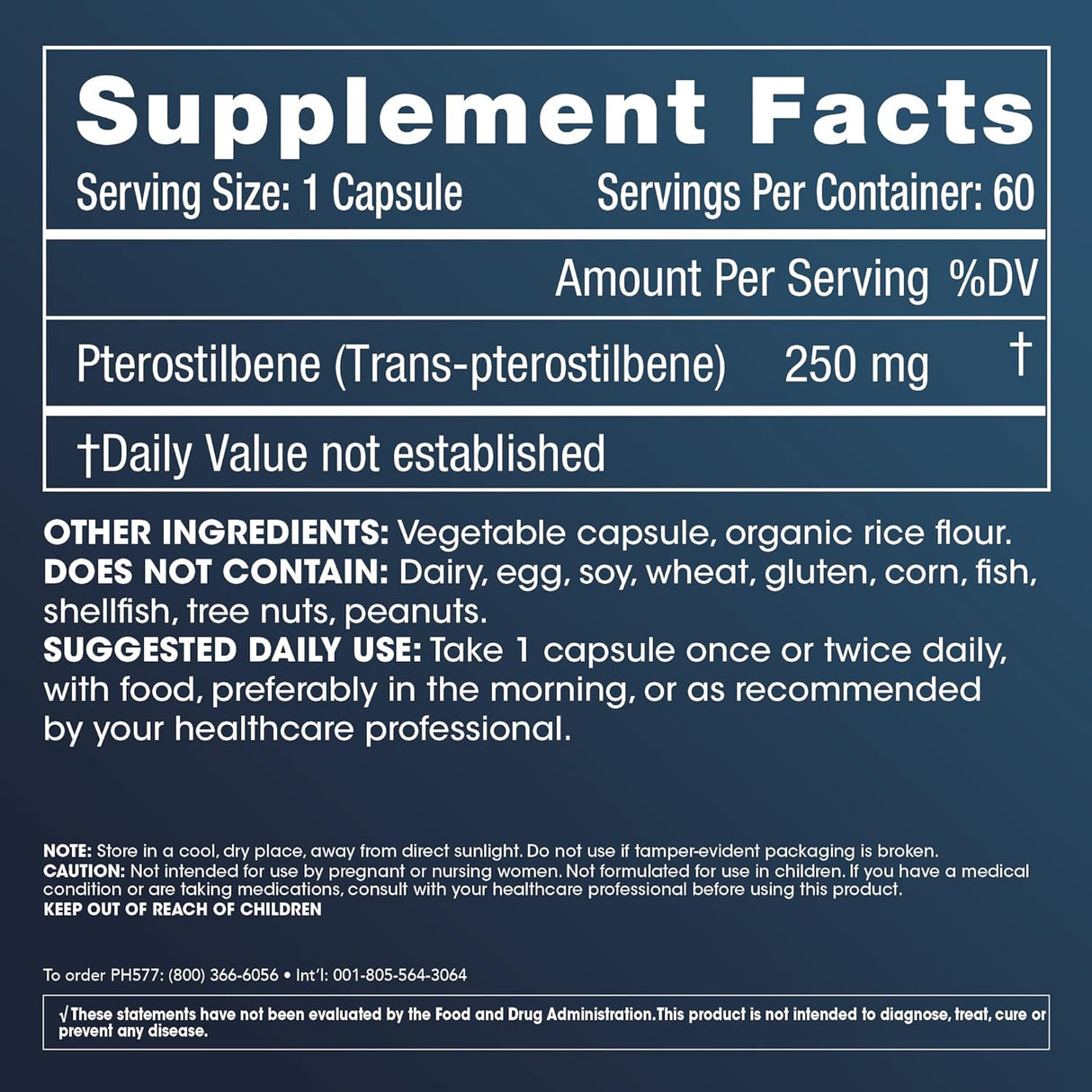 Suplemento ProHealth Pterostilbene Pro 250 60 cápsulas