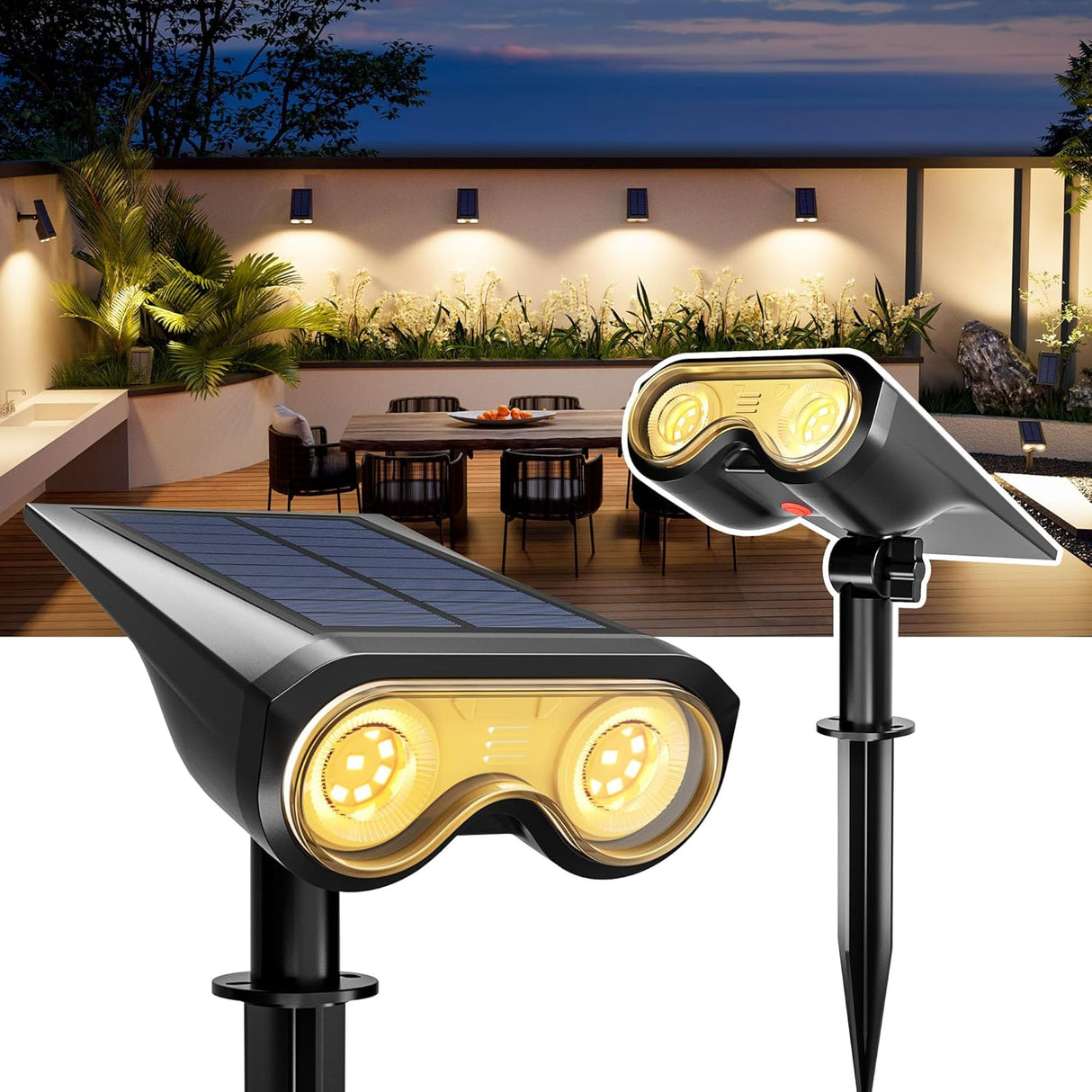 Reflectores Solares para Exterior, IP67, 3 Modos de Luz