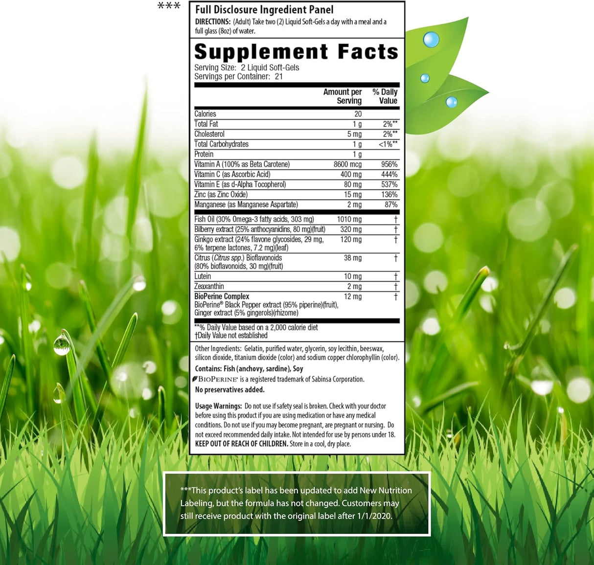 Suplemento Multi-Nutrient Eye Health con luteína omega-3