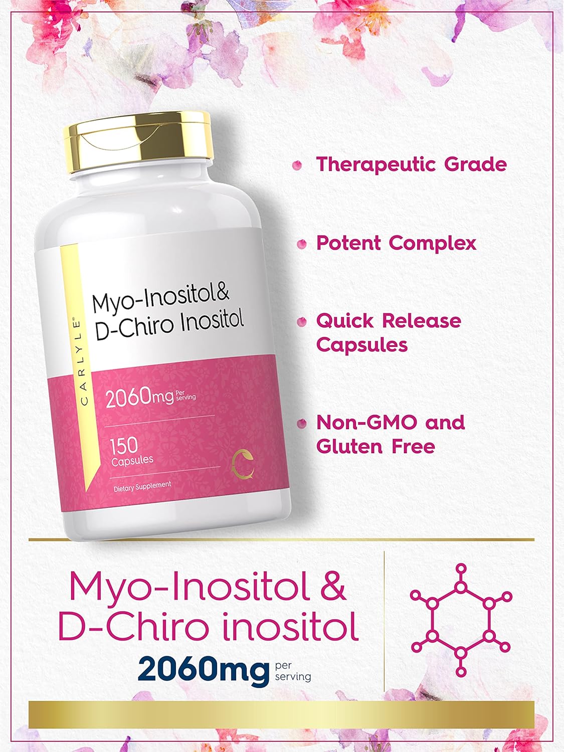 Suplemento Mio-inositol y D-Chiro Inositol 2060mg 150 cáp
