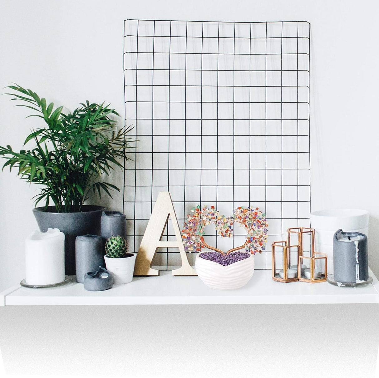 Árbol de dinero de corazón de cristal curativo de 7 chakras