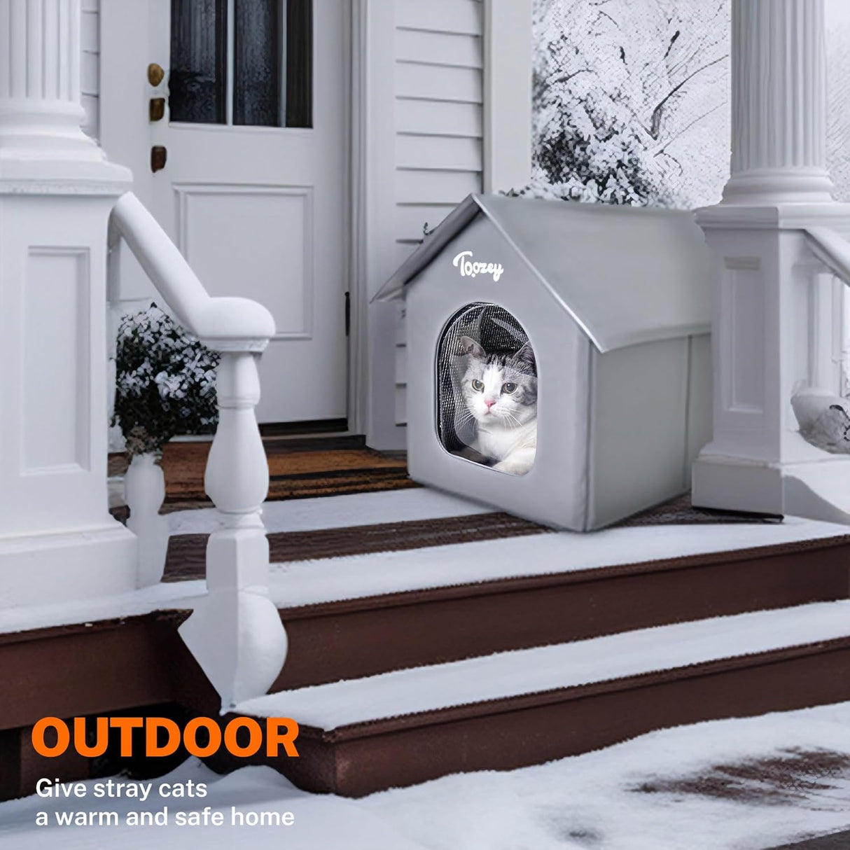 Casa para Gatos Exterior Toozey, Aislada, Impermeable, Modelo 2023