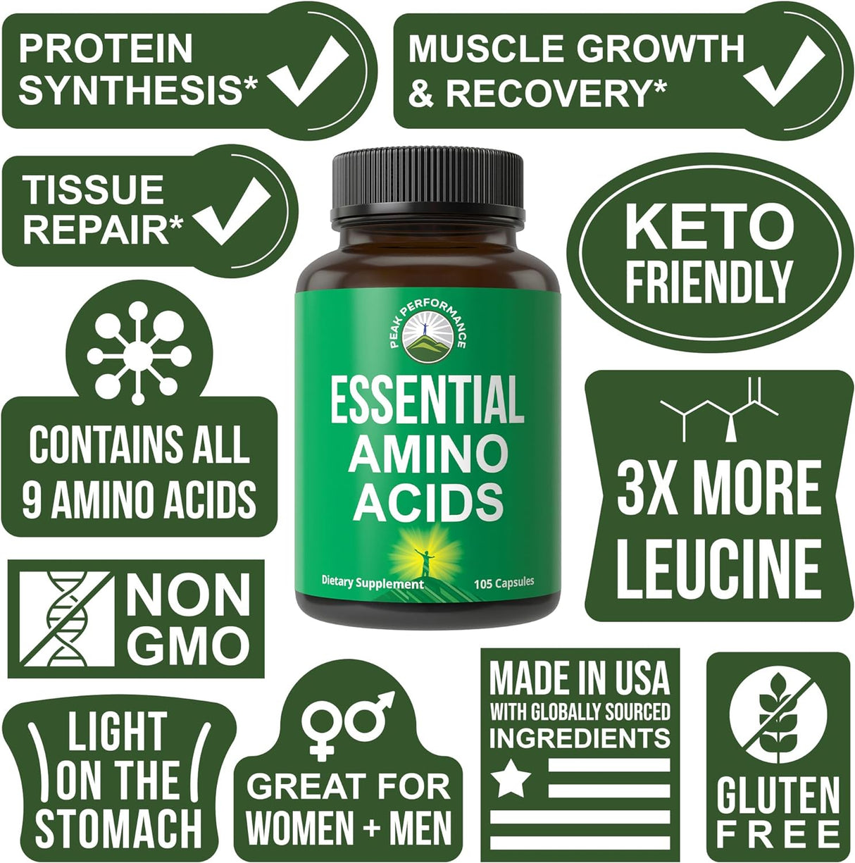 Suplemento de los 9 aminoácidos recuperación muscular