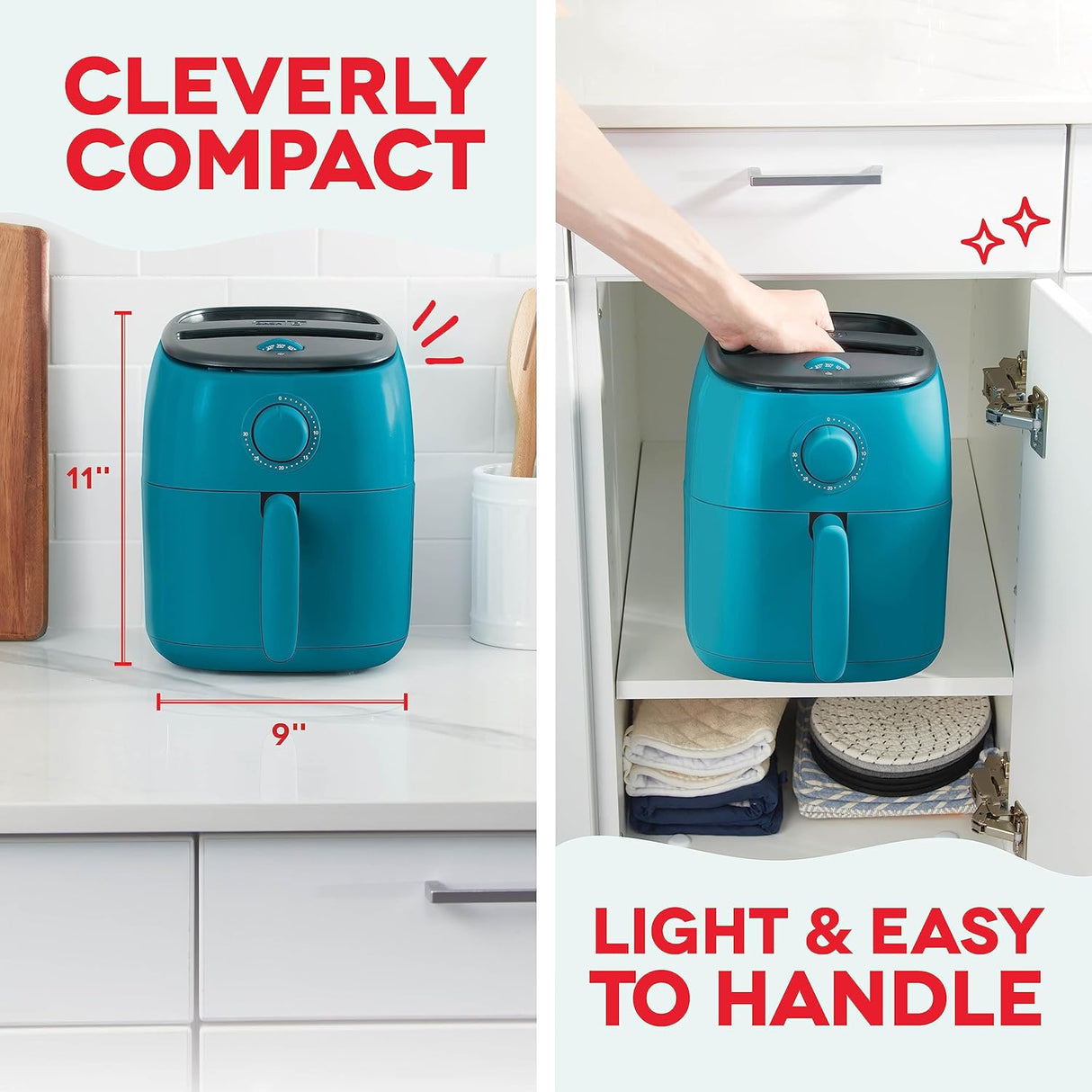 Freidora de Aire Tasti-Crisp™ de DASH, 2.6 Qt, 1000W, Compacta