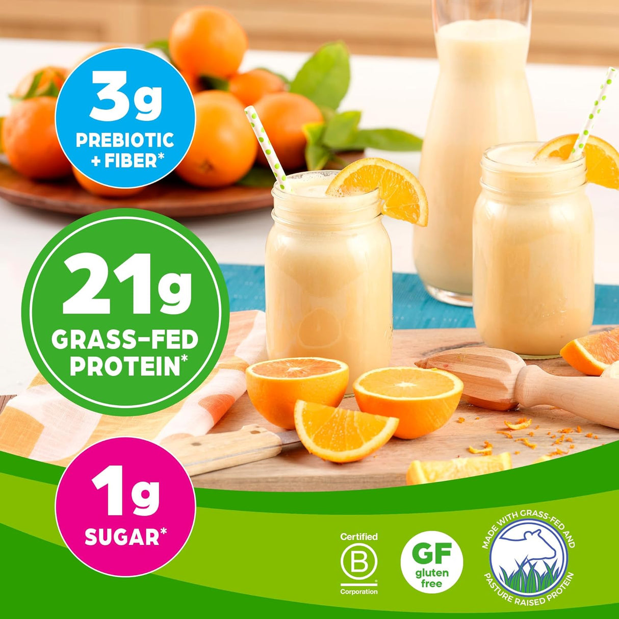 Proteína en polvo 2 sabores 12 unidades De Orgain Grass