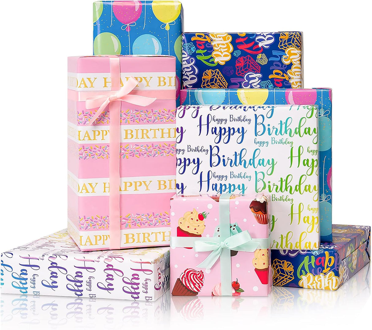 Papel de Regalo Larcenciel - 5 Hojas y 5 Cintas, 27.5x19.6in