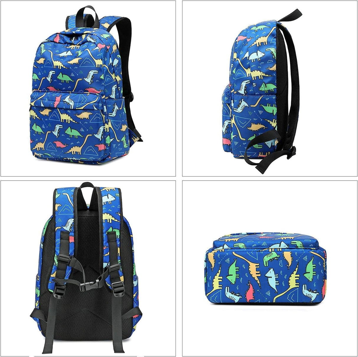Morral y lonchera escolar con estampados para niños azul