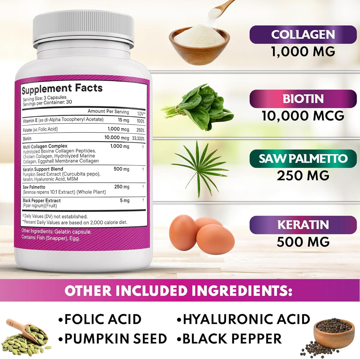 Suplemento Collagen Pills NEW AGE - Vitamina DHT 90 cápsulas
