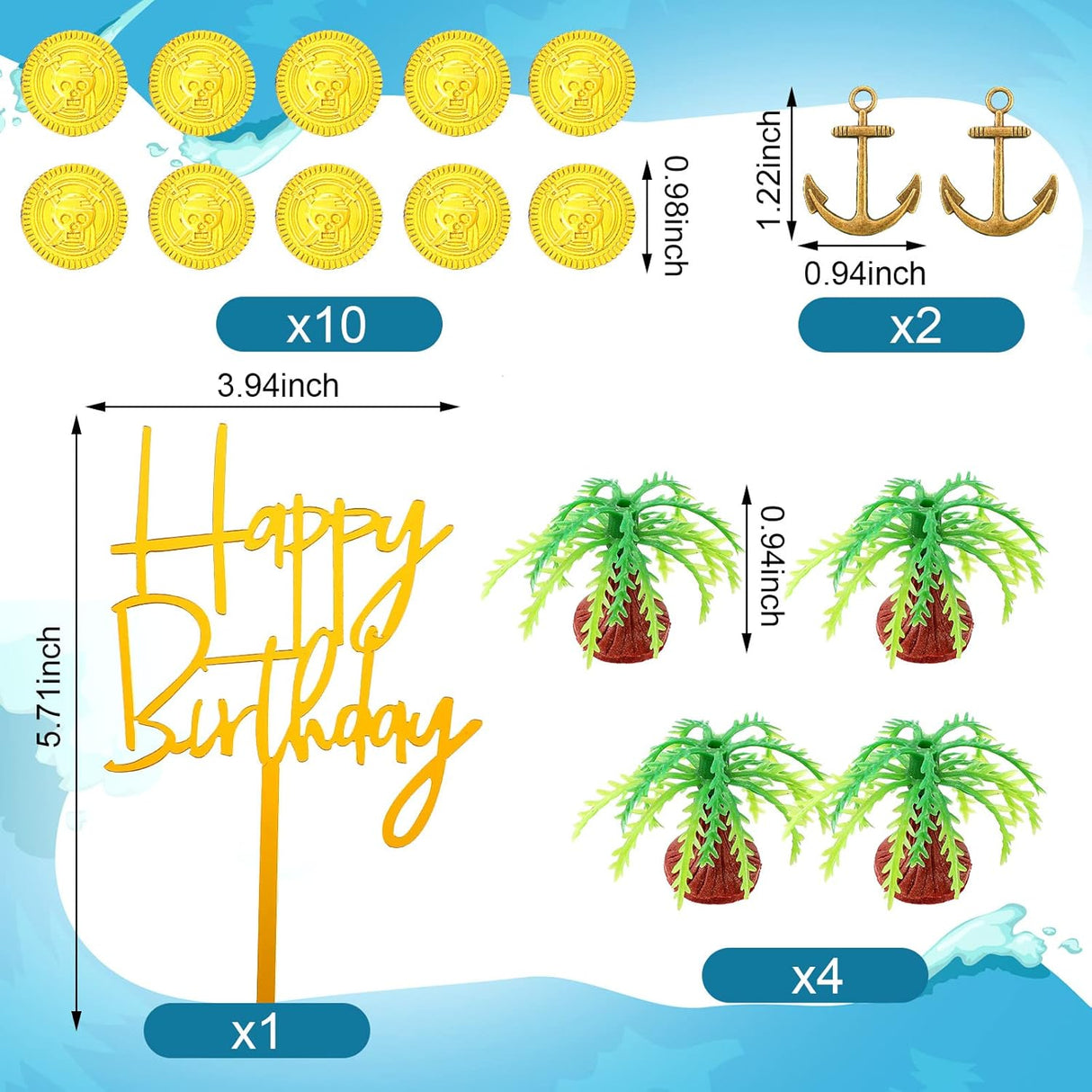 32 Pzs Decoración Barco Pirata Fiesta Cumpleaños