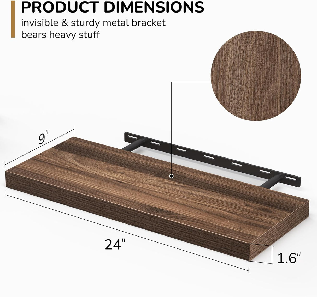 Estantes Flotantes de Madera - Fun Memories, 24x9x1.6, 2Pack